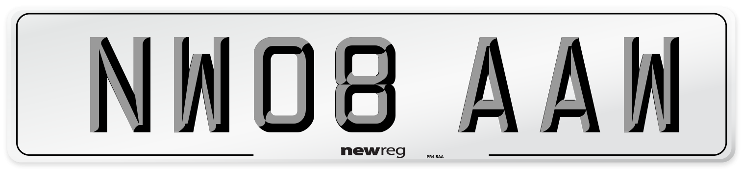 NW08 AAW Number Plate from New Reg